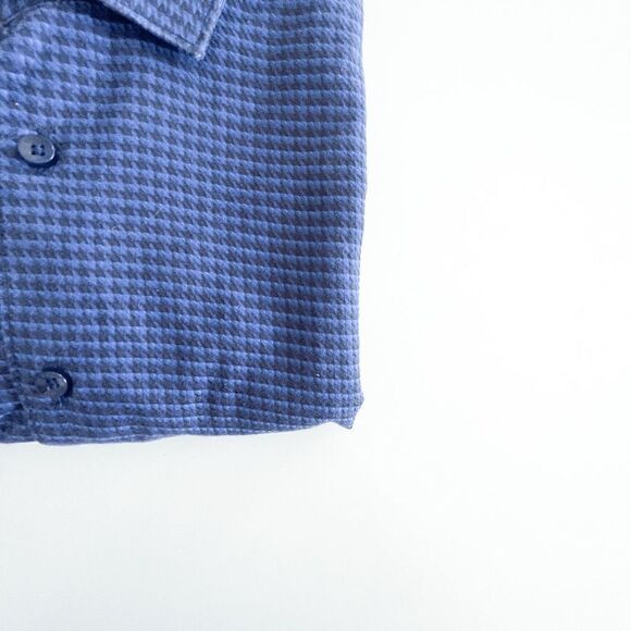 Bertigo Men's Collared Shirt Button Down Long Sleeve Textured Blue Large Medium - Picture 5 of 11